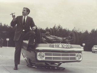 Bob Lutz celebrating the Opel Kadett’s J-Turn abilities.